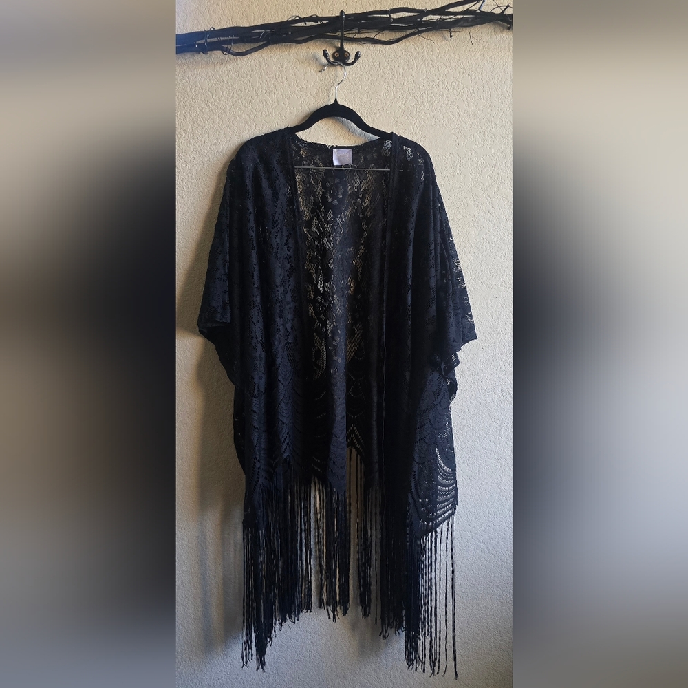 SirenLily - Black Lace Kimono - cottagecore - boho -hippy - beach